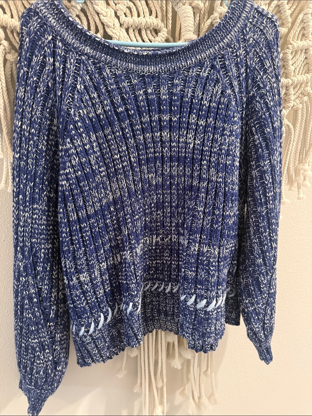 Altar'd State Blue Marled Scoop Neck Knit Sweater
